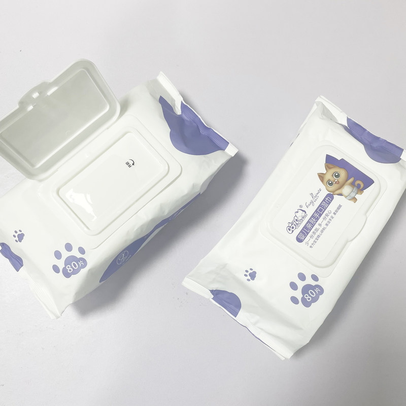دستمال مرطوب مرطوب بدون بو و غیر بافته شده زیست تخریب پذیر آب خالص 80 عدد برای مراقبت از کودک